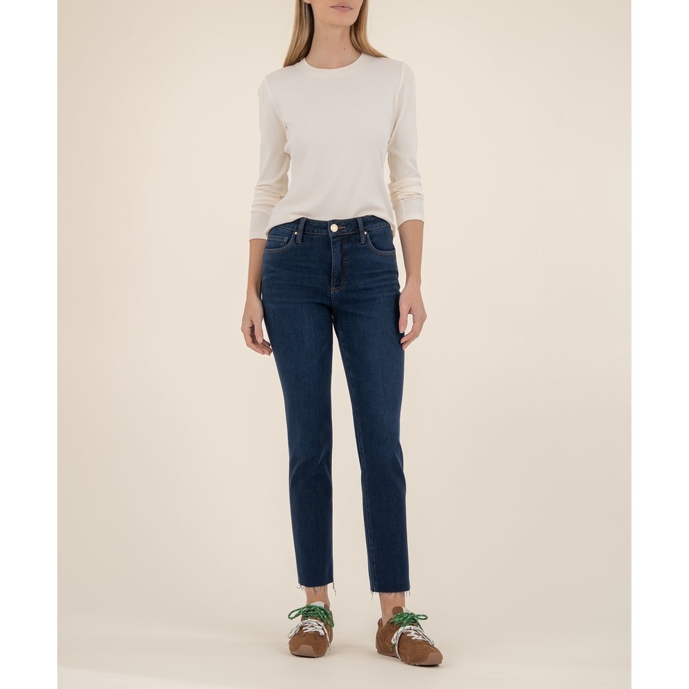Kut From The Kloth Reese High Rise Fab Ab Ankle Straight Jeans Indigo 10 NWT